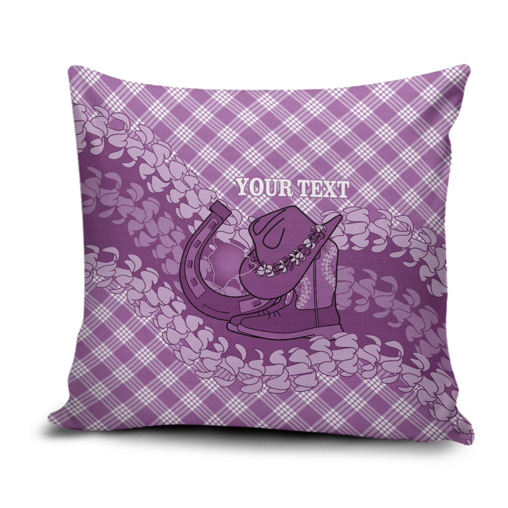 Poni Hawaii Cowboy Palaka Motifs Personalised Pillow Cover Paniolo Festival Puakenikeni Lei LT14 Purple - Polynesian Pride