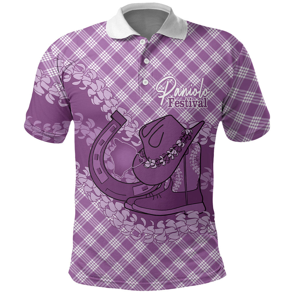Poni Hawaii Cowboy Palaka Motifs Personalised Polo Shirt Paniolo Festival Puakenikeni Lei LT14 Purple - Polynesian Pride