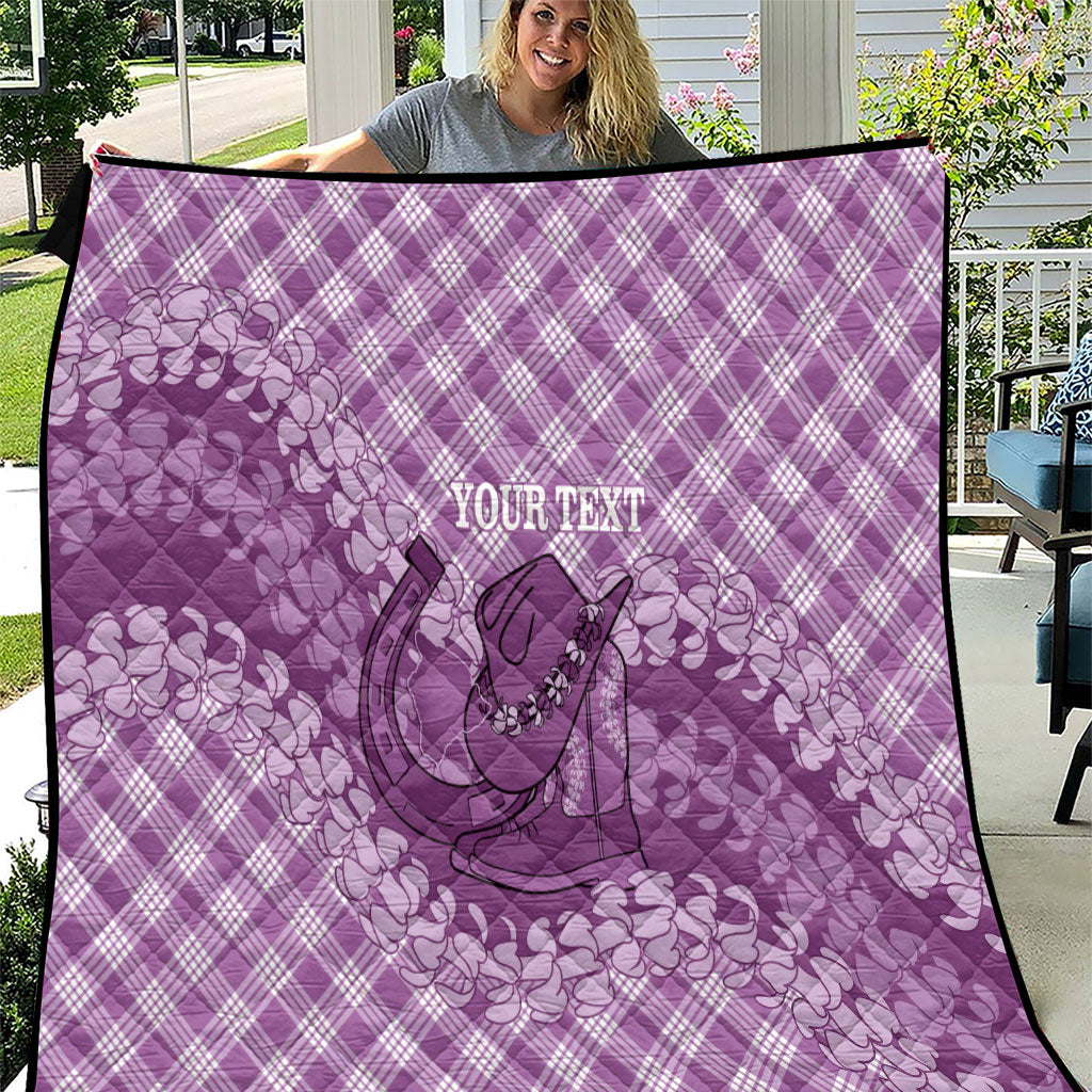Poni Hawaii Cowboy Palaka Motifs Personalised Quilt Paniolo Festival Puakenikeni Lei LT14 Purple - Polynesian Pride