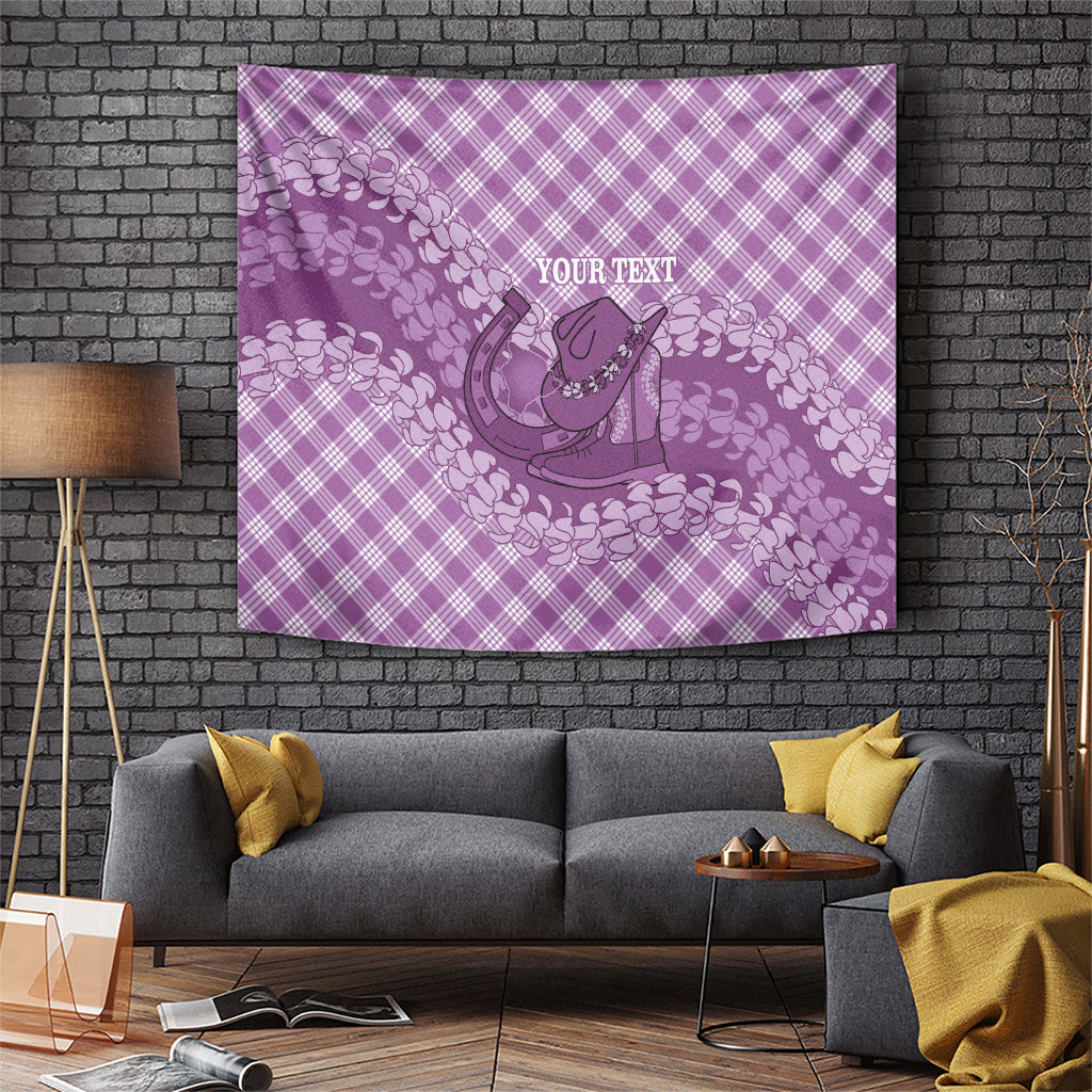 Poni Hawaii Cowboy Palaka Motifs Personalised Tapestry Paniolo Festival Puakenikeni Lei LT14 Purple - Polynesian Pride