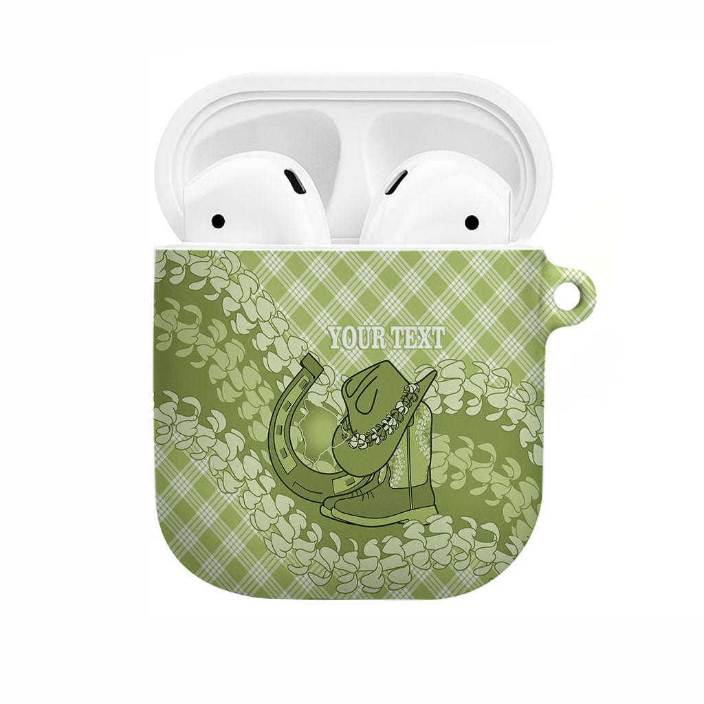 Omaomao Hawaii Cowboy Palaka Motifs Personalised AirPods Case Paniolo Festival Puakenikeni Lei LT14 Green - Polynesian Pride