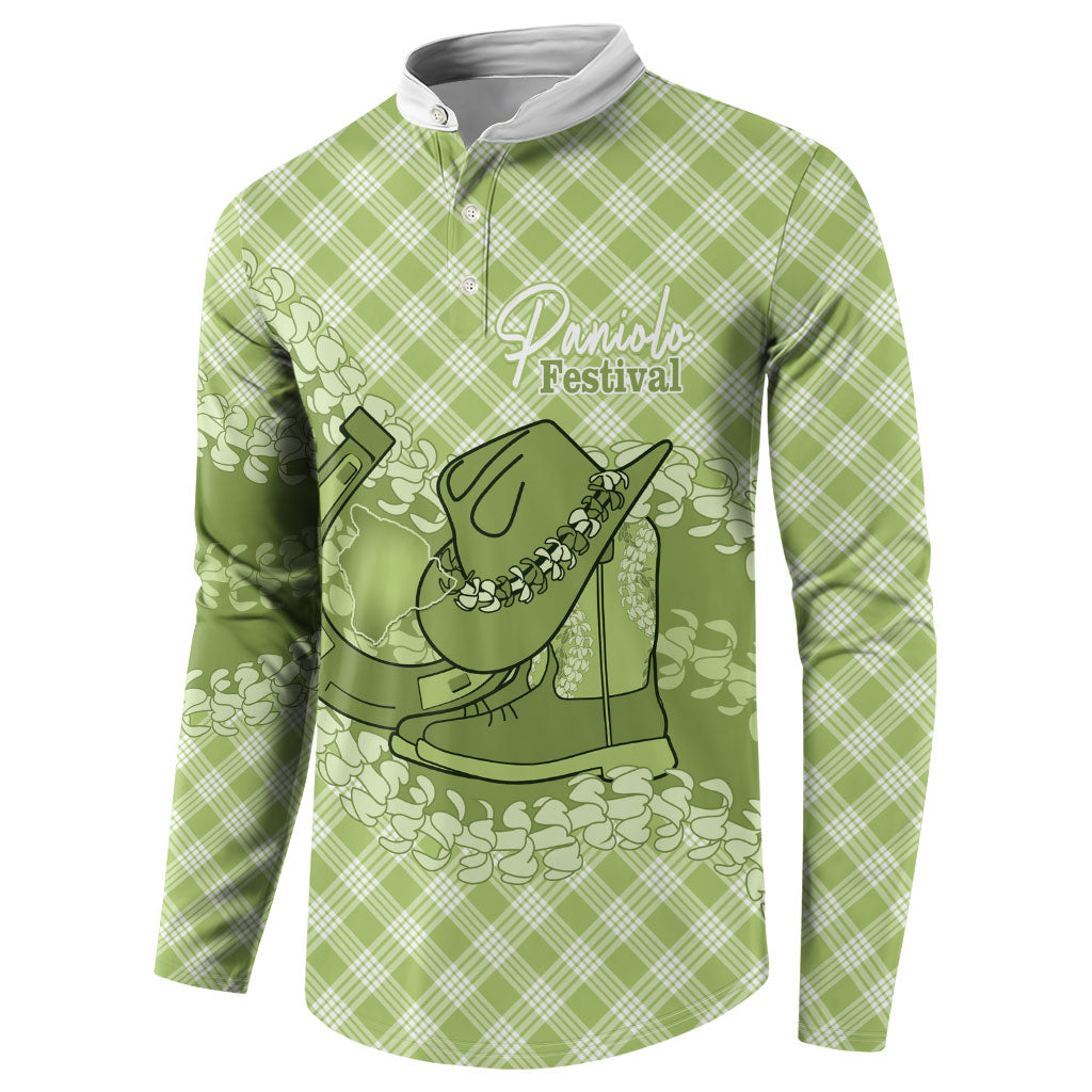 Omaomao Hawaii Cowboy Palaka Motifs Personalised Button Sweatshirt Paniolo Festival Puakenikeni Lei LT14 - Polynesian Pride