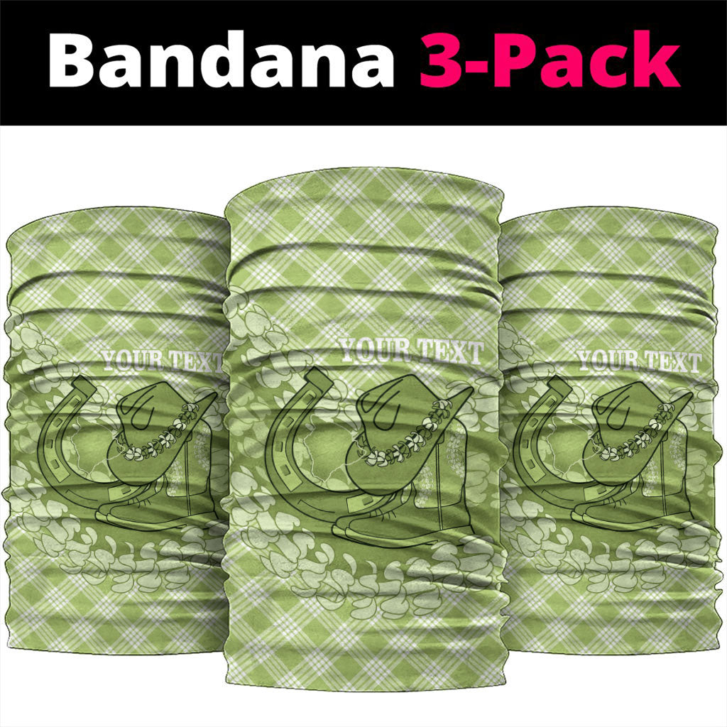 Omaomao Hawaii Cowboy Palaka Motifs Personalised Neck Gaiter Paniolo Festival Puakenikeni Lei LT14 package One Size: 25*50cm Green - Polynesian Pride