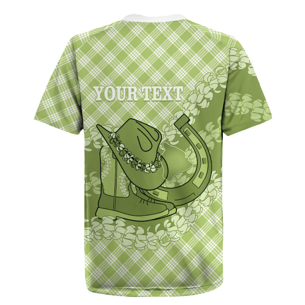 Omaomao Hawaii Cowboy Palaka Motifs Personalised Rugby Jersey Paniolo Festival Puakenikeni Lei LT14 - Polynesian Pride