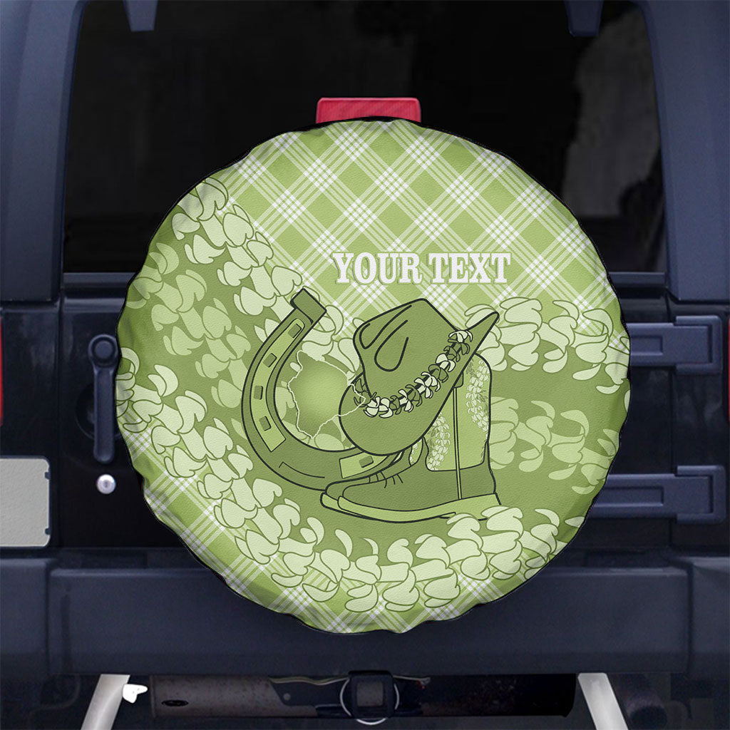 Omaomao Hawaii Cowboy Palaka Motifs Personalised Spare Tire Cover Paniolo Festival Puakenikeni Lei LT14 No hole Green - Polynesian Pride
