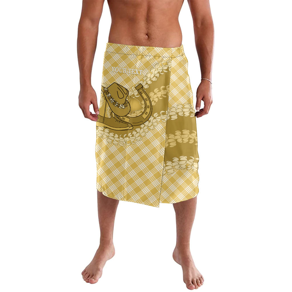 Melemele Hawaii Cowboy Palaka Motifs Personalised Lavalava Paniolo Festival Puakenikeni Lei LT14 Yellow - Polynesian Pride