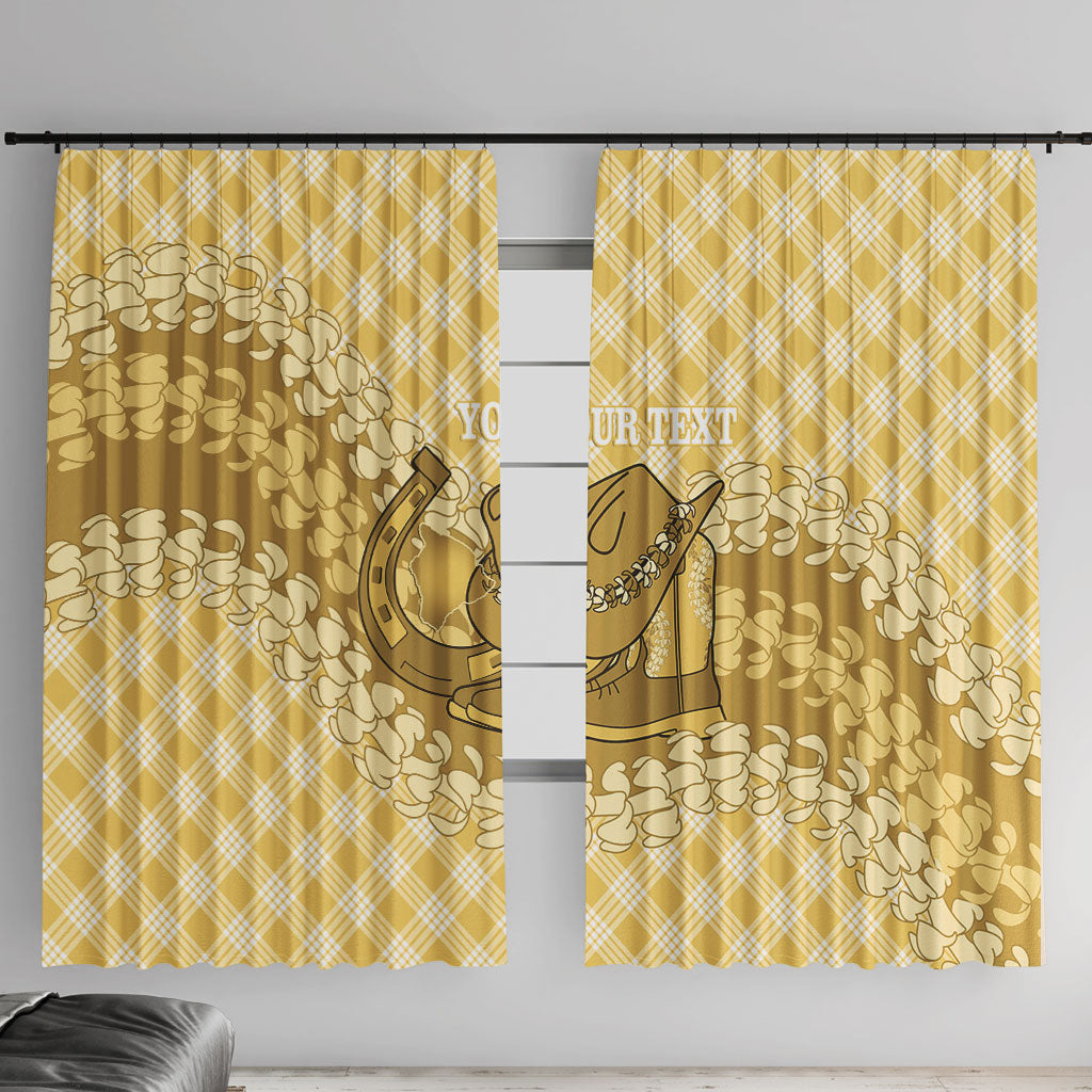 Melemele Hawaii Cowboy Palaka Motifs Personalised Window Curtain Paniolo Festival Puakenikeni Lei