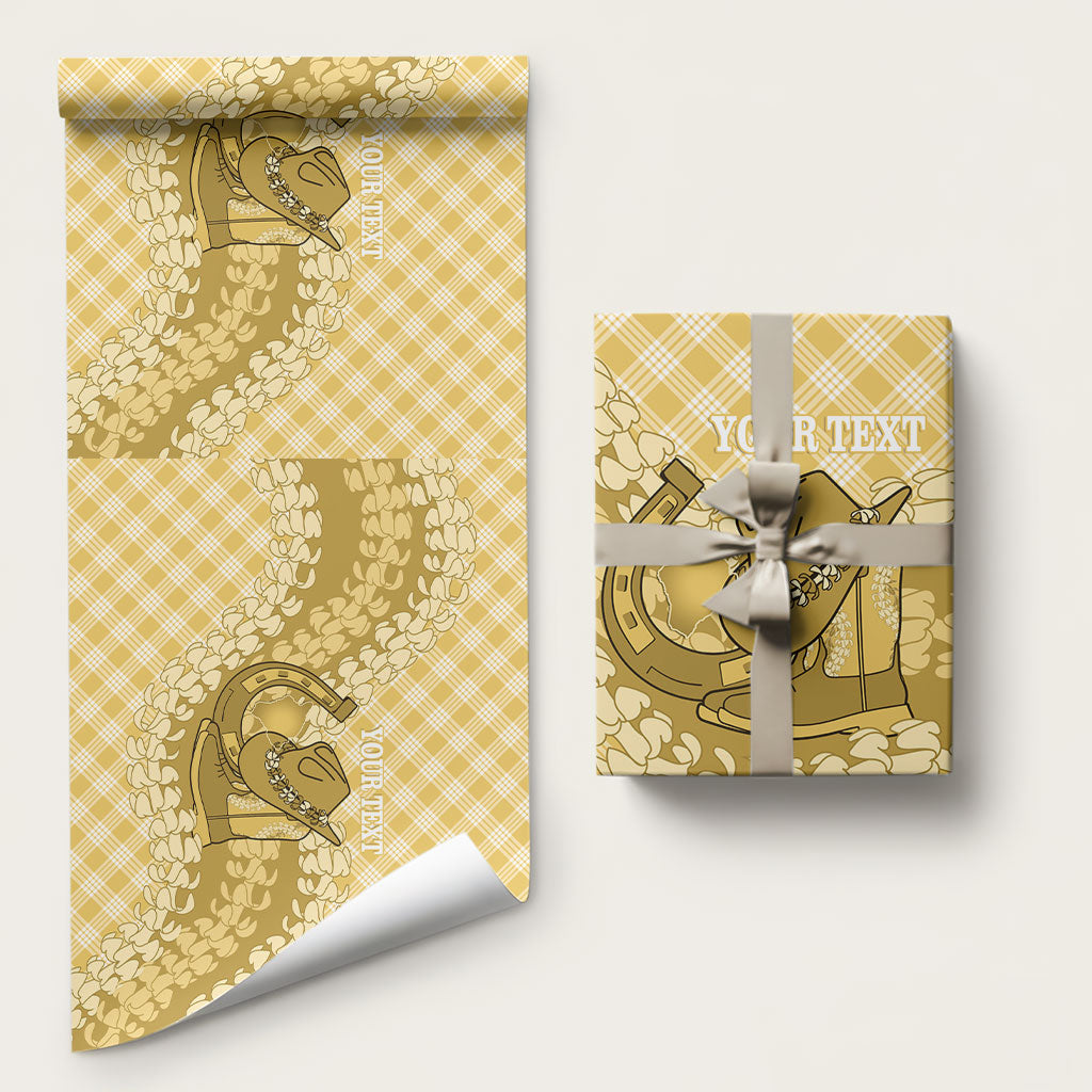 Melemele Hawaii Cowboy Palaka Motifs Personalised Wrapping Paper Paniolo Festival Puakenikeni Lei