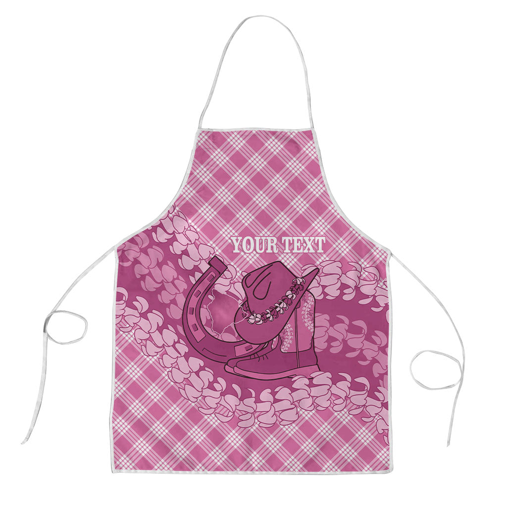 Alaka Hawaii Cowboy Palaka Motifs Personalised Apron Paniolo Festival Puakenikeni Lei LT14 Pink - Polynesian Pride