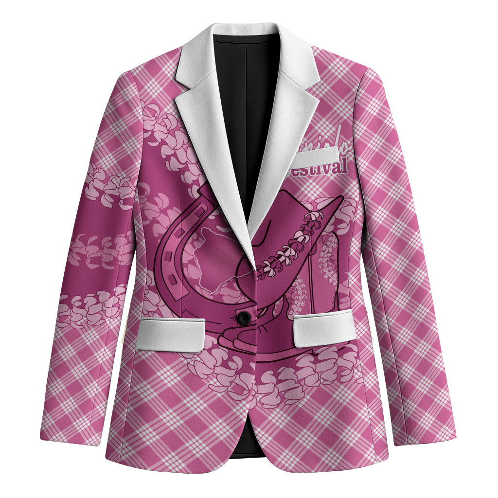 Alaka Hawaii Cowboy Palaka Motifs Personalised Blazer Paniolo Festival Puakenikeni Lei LT14 Unisex Pink - Polynesian Pride