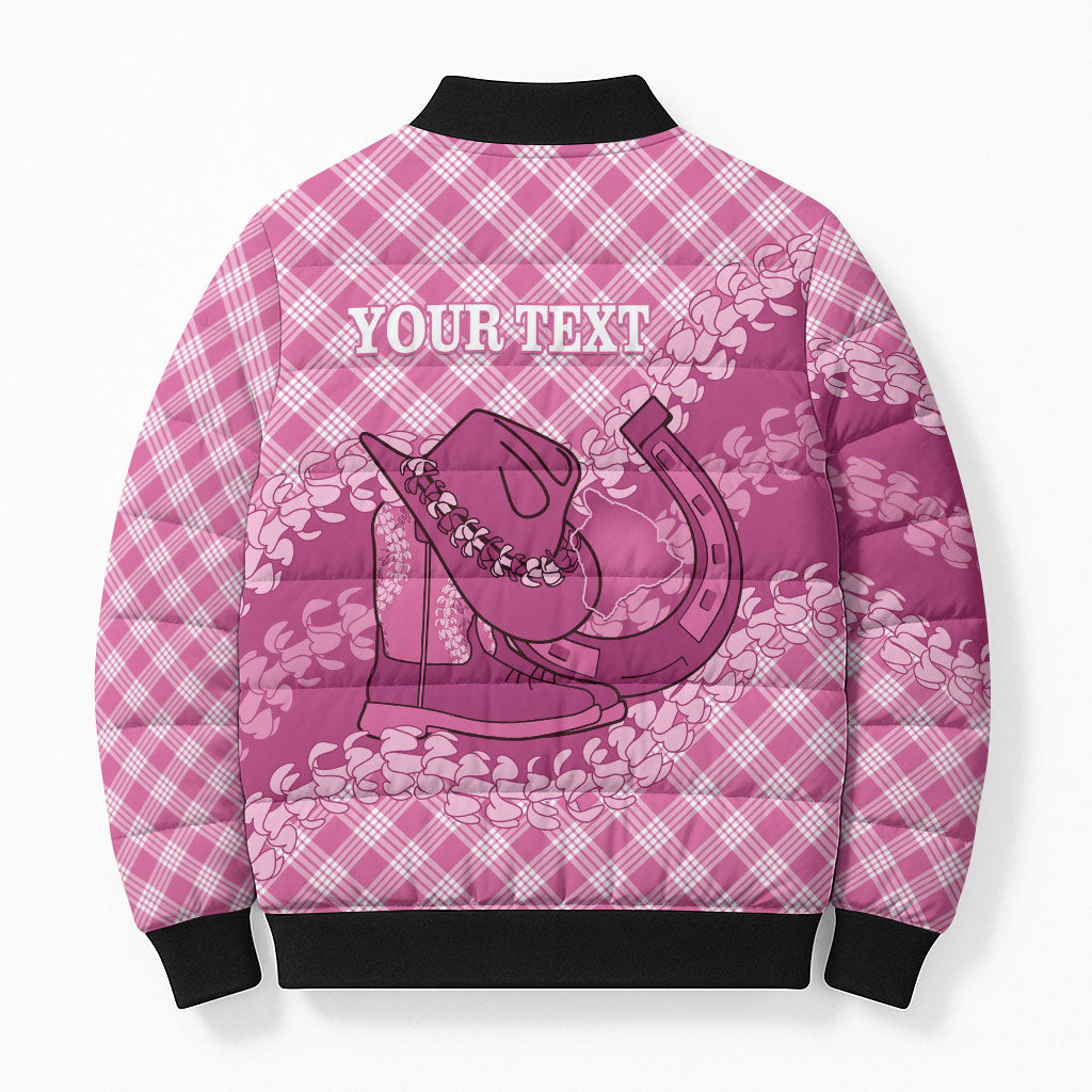 Alaka Hawaii Cowboy Palaka Motifs Personalised Bomber Puffer Jacket Paniolo Festival Puakenikeni Lei LT14 - Polynesian Pride
