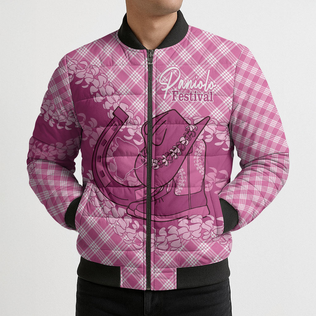 Alaka Hawaii Cowboy Palaka Motifs Personalised Bomber Puffer Jacket Paniolo Festival Puakenikeni Lei LT14 - Polynesian Pride