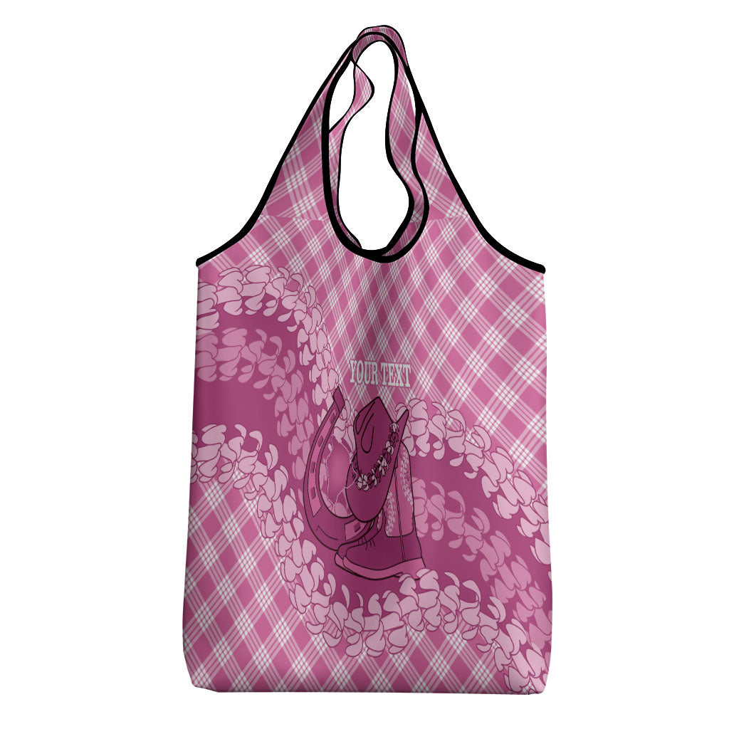 Alaka Hawaii Cowboy Palaka Motifs Personalised Grocery Bag Paniolo Festival Puakenikeni Lei LT14 - Polynesian Pride