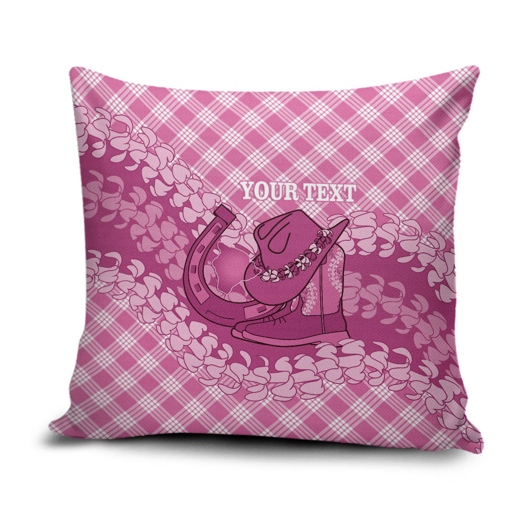 Alaka Hawaii Cowboy Palaka Motifs Personalised Pillow Cover Paniolo Festival Puakenikeni Lei LT14 Pink - Polynesian Pride