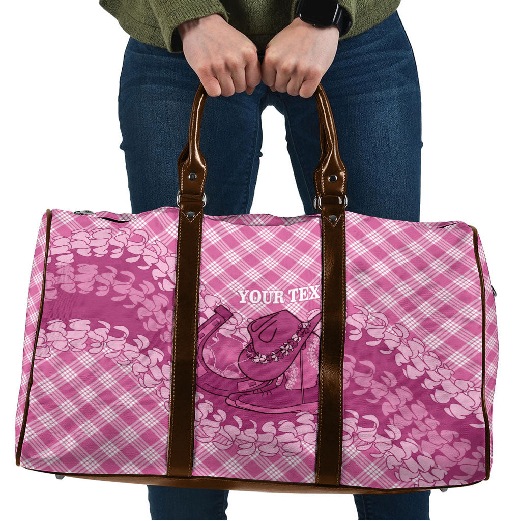 Alaka Hawaii Cowboy Palaka Motifs Personalised Travel Bag Paniolo Festival Puakenikeni Lei LT14 Pink - Polynesian Pride