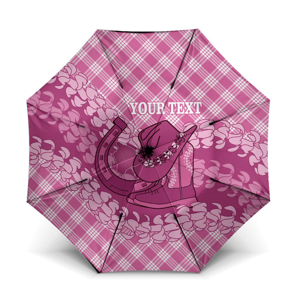 Alaka Hawaii Cowboy Palaka Motifs Personalised Umbrella Paniolo Festival Puakenikeni Lei LT14 One Size Folded 11.42 inch Opened Diameter 37.4 inch Pink - Polynesian Pride