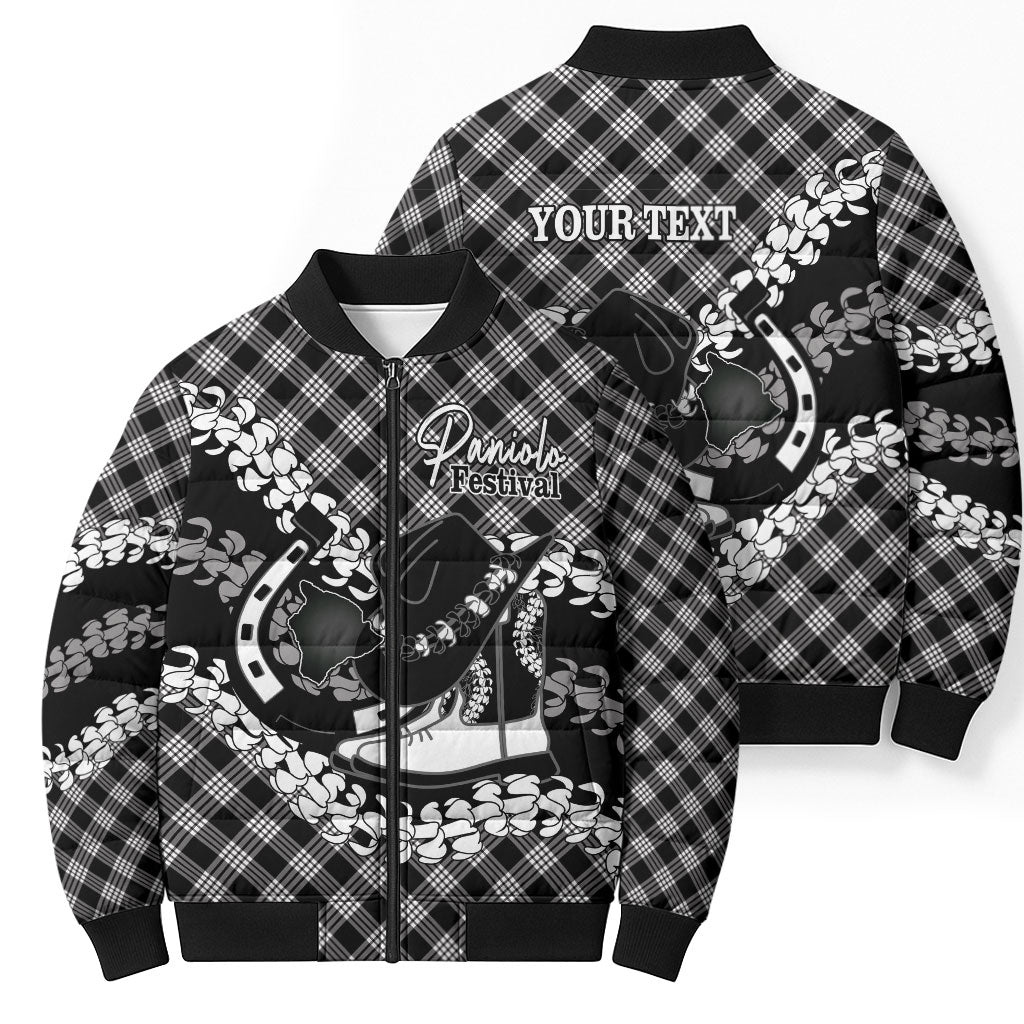 Eleele Hawaii Cowboy Palaka Motifs Personalised Bomber Puffer Jacket Paniolo Festival Puakenikeni Lei LT14 - Polynesian Pride