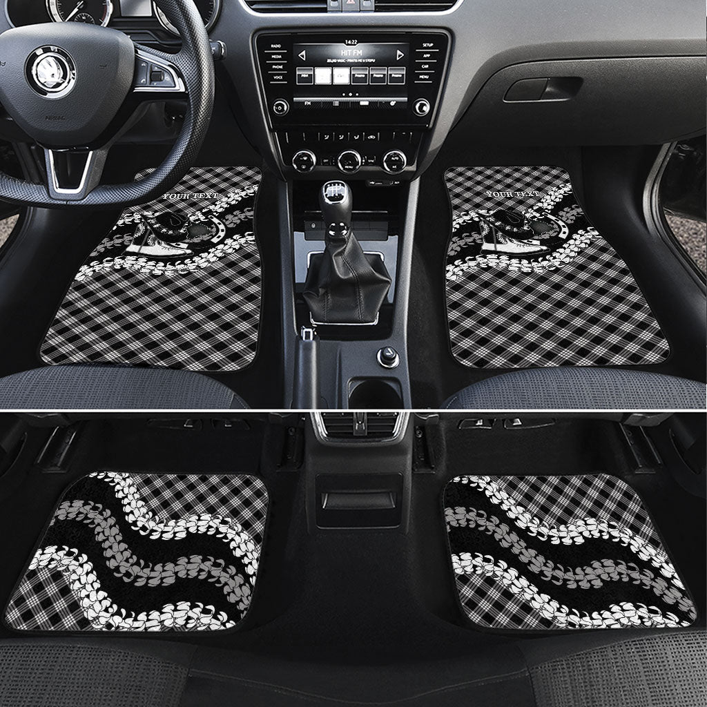 Eleele Hawaii Cowboy Palaka Motifs Personalised Car Mats Paniolo Festival Puakenikeni Lei LT14 Set 4pcs Black - Polynesian Pride