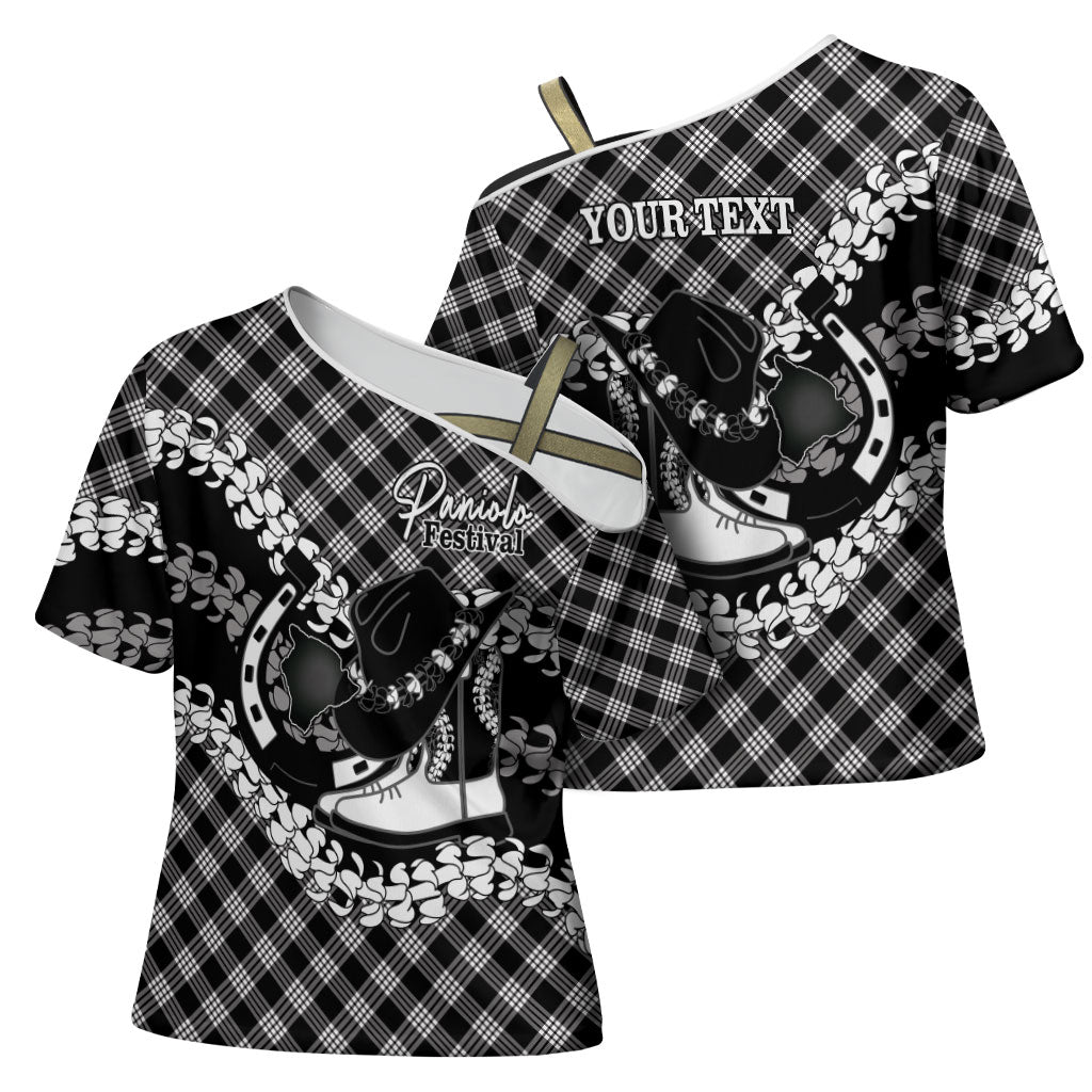 Eleele Hawaii Cowboy Palaka Motifs Personalised Cross Shoulder Shirt Paniolo Festival Puakenikeni Lei LT14 - Polynesian Pride