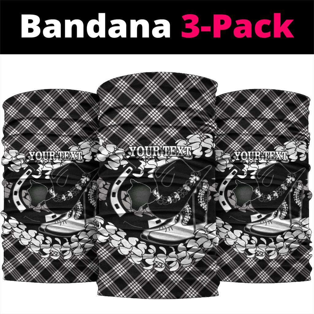 Eleele Hawaii Cowboy Palaka Motifs Personalised Neck Gaiter Paniolo Festival Puakenikeni Lei LT14 package One Size: 25*50cm Black - Polynesian Pride