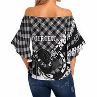 Eleele Hawaii Cowboy Palaka Motifs Personalised Off Shoulder Wrap Waist Top Paniolo Festival Puakenikeni Lei LT14 - Polynesian Pride