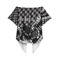 Eleele Hawaii Cowboy Palaka Motifs Personalised Off Shoulder Wrap Waist Top Paniolo Festival Puakenikeni Lei LT14 - Polynesian Pride