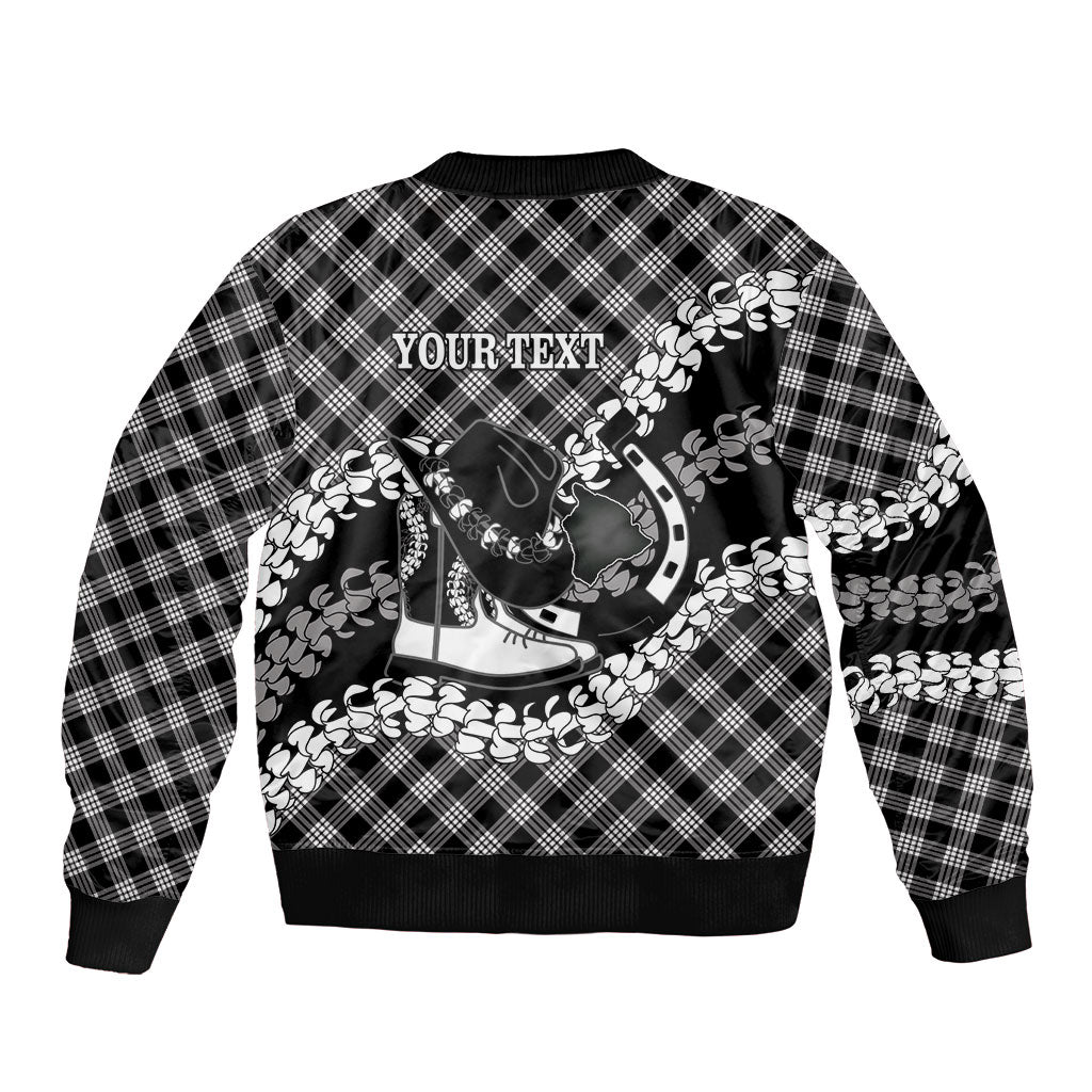 Eleele Hawaii Cowboy Palaka Motifs Personalised Sleeve Zip Bomber Jacket Paniolo Festival Puakenikeni Lei LT14 - Polynesian Pride