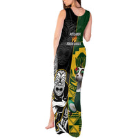 South Africa And Aotearoa Rugby Tank Maxi Dress 2023 Springboks Kente Combine All Black Maori Fern LT14 - Polynesian Pride