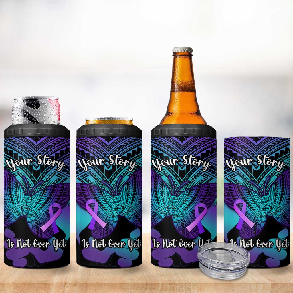 Suicide Awareness Your Story Is Not Over Yet 4 in 1 Can Cooler Tumbler Polynesian Butterfly Tattoo LT14 - Polynesian Pride