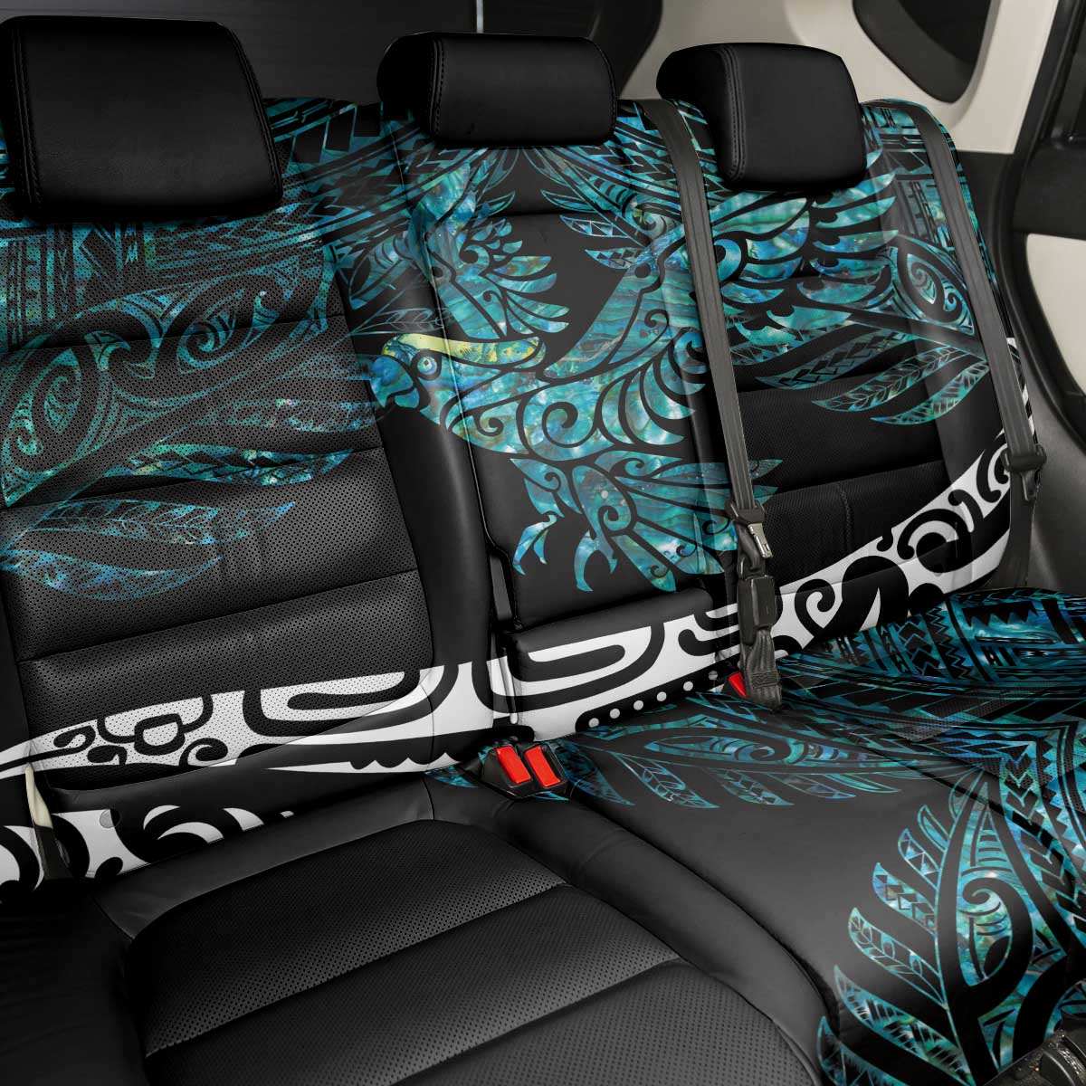 New Zealand Sulphur-crested Cockatoo Back Car Seat Cover Aotearoa Maori Mix Paua Shell LT14 - Polynesian Pride