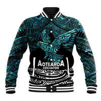 New Zealand Sulphur-crested Cockatoo Baseball Jacket Aotearoa Maori Mix Paua Shell