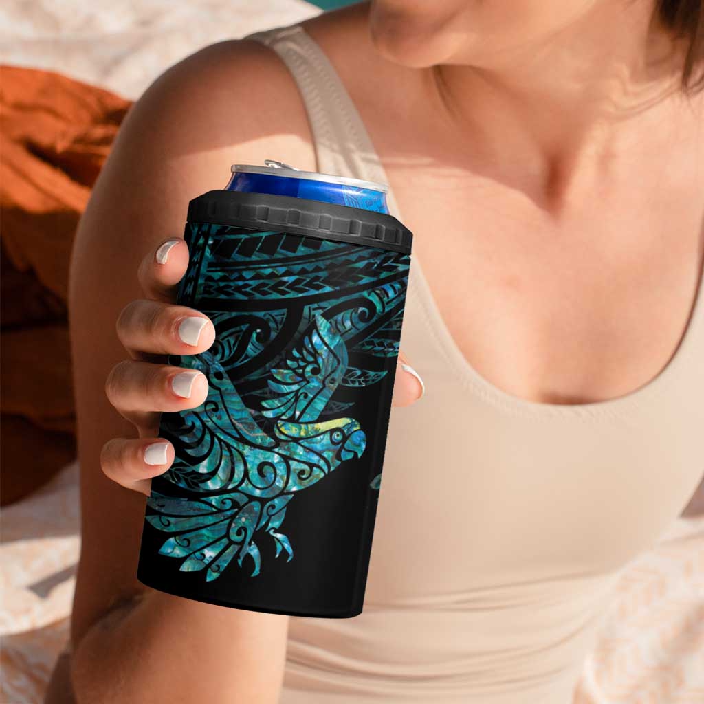 New Zealand Sulphur-crested Cockatoo 4 in 1 Can Cooler Tumbler Aotearoa Maori Mix Paua Shell LT14 - Polynesian Pride