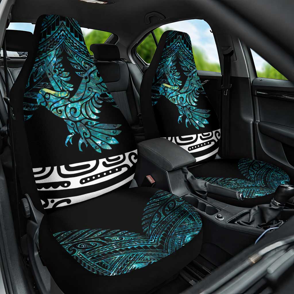 New Zealand Sulphur-crested Cockatoo Car Seat Cover Aotearoa Maori Mix Paua Shell LT14 One Size Turquoise - Polynesian Pride