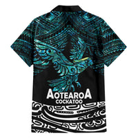 New Zealand Sulphur-crested Cockatoo Family Matching Off The Shoulder Long Sleeve Dress and Hawaiian Shirt Aotearoa Maori Mix Paua Shell LT14 - Polynesian Pride