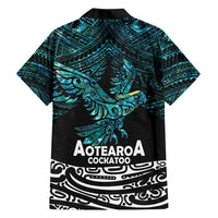 New Zealand Sulphur-crested Cockatoo Family Matching Short Sleeve Bodycon Dress and Hawaiian Shirt Aotearoa Maori Mix Paua Shell LT14 - Polynesian Pride
