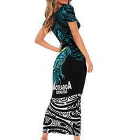 New Zealand Sulphur-crested Cockatoo Family Matching Short Sleeve Bodycon Dress and Hawaiian Shirt Aotearoa Maori Mix Paua Shell LT14 - Polynesian Pride