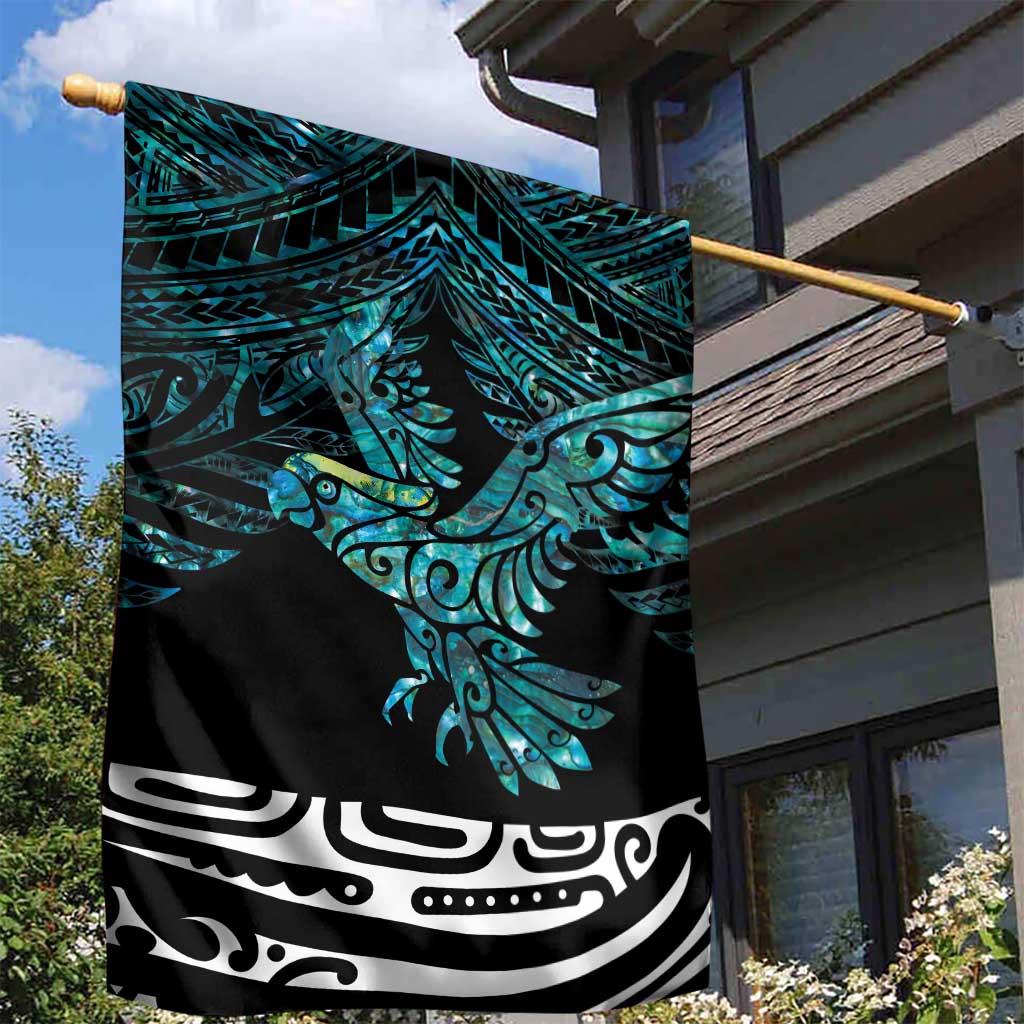 New Zealand Sulphur-crested Cockatoo Garden Flag Aotearoa Maori Mix Paua Shell LT14 - Polynesian Pride