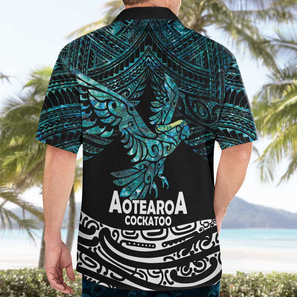 New Zealand Sulphur-crested Cockatoo Hawaiian Shirt Aotearoa Maori Mix Paua Shell LT14 - Polynesian Pride