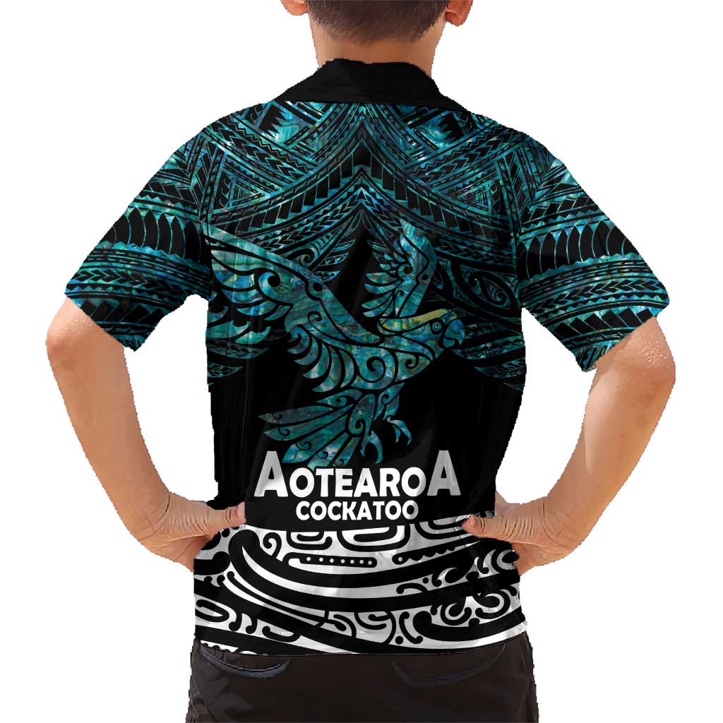 New Zealand Sulphur-crested Cockatoo Hawaiian Shirt Aotearoa Maori Mix Paua Shell LT14 - Polynesian Pride