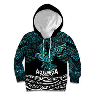 New Zealand Sulphur-crested Cockatoo Kid Hoodie Aotearoa Maori Mix Paua Shell LT14 Hoodie Turquoise - Polynesian Pride