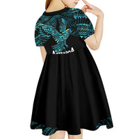 New Zealand Sulphur-crested Cockatoo Kid Short Sleeve Dress Aotearoa Maori Mix Paua Shell LT14 - Polynesian Pride
