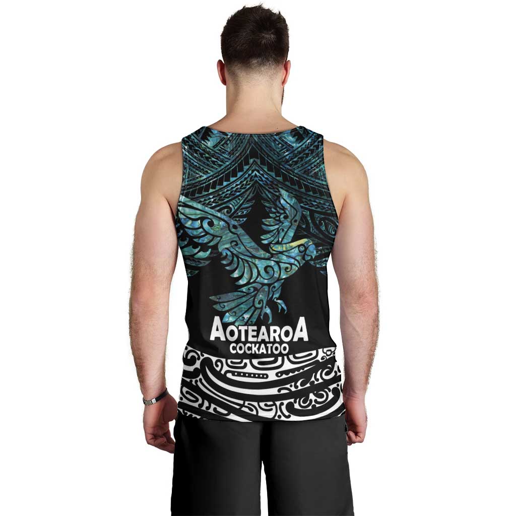 New Zealand Sulphur-crested Cockatoo Men Tank Top Aotearoa Maori Mix Paua Shell LT14 - Polynesian Pride