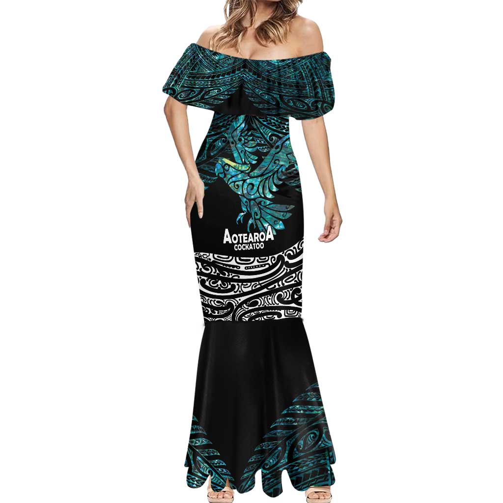 New Zealand Sulphur-crested Cockatoo Mermaid Dress Aotearoa Maori Mix Paua Shell LT14 - Polynesian Pride
