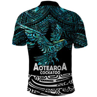 New Zealand Sulphur-crested Cockatoo Polo Shirt Aotearoa Maori Mix Paua Shell LT14 - Polynesian Pride