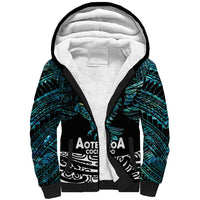 New Zealand Sulphur-crested Cockatoo Sherpa Hoodie Aotearoa Maori Mix Paua Shell LT14 Unisex Turquoise - Polynesian Pride