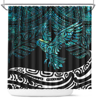 New Zealand Sulphur-crested Cockatoo Shower Curtain Aotearoa Maori Mix Paua Shell LT14 Turquoise - Polynesian Pride