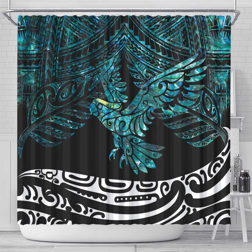 New Zealand Sulphur-crested Cockatoo Shower Curtain Aotearoa Maori Mix Paua Shell LT14 - Polynesian Pride
