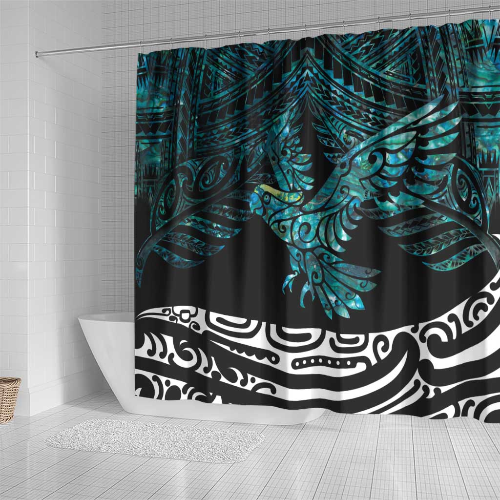 New Zealand Sulphur-crested Cockatoo Shower Curtain Aotearoa Maori Mix Paua Shell LT14 - Polynesian Pride
