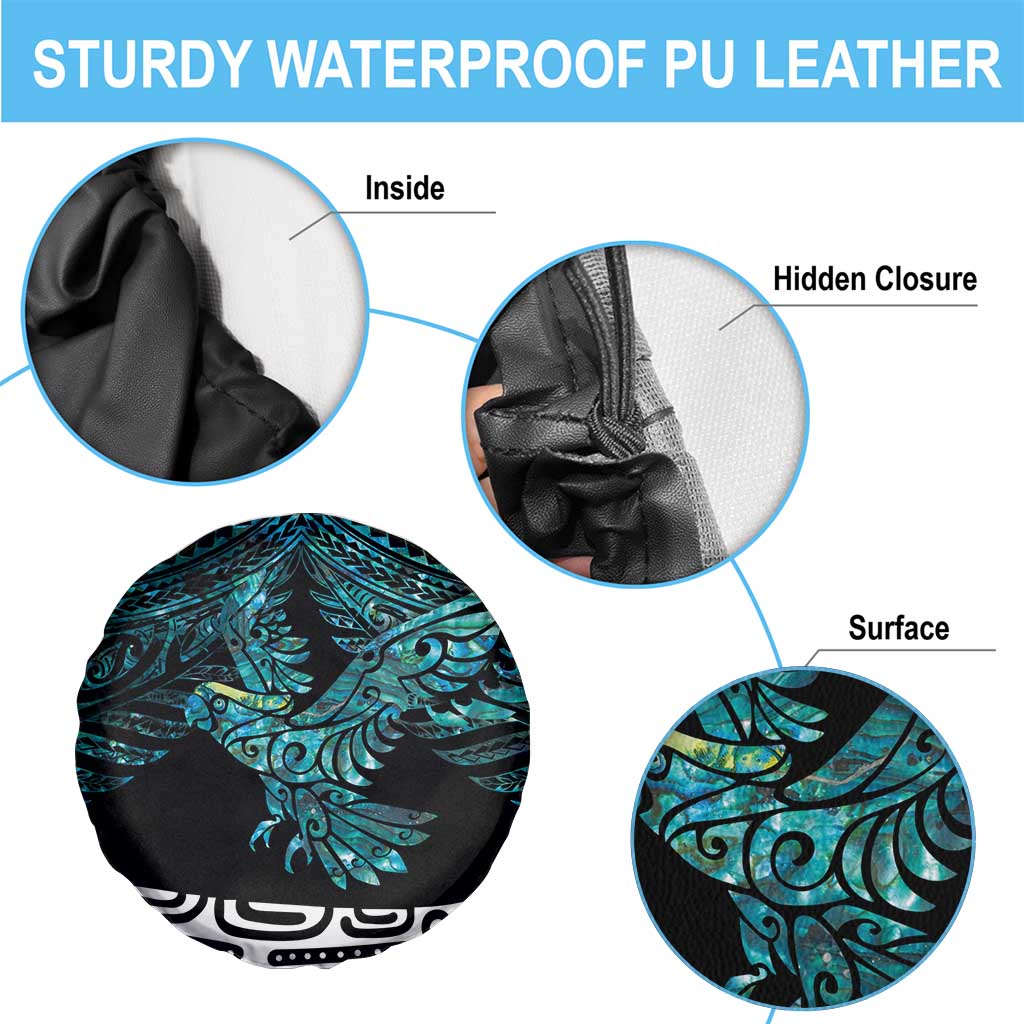 New Zealand Sulphur-crested Cockatoo Spare Tire Cover Aotearoa Maori Mix Paua Shell LT14 - Polynesian Pride