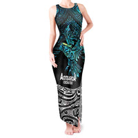 New Zealand Sulphur-crested Cockatoo Tank Maxi Dress Aotearoa Maori Mix Paua Shell LT14 Women Turquoise - Polynesian Pride